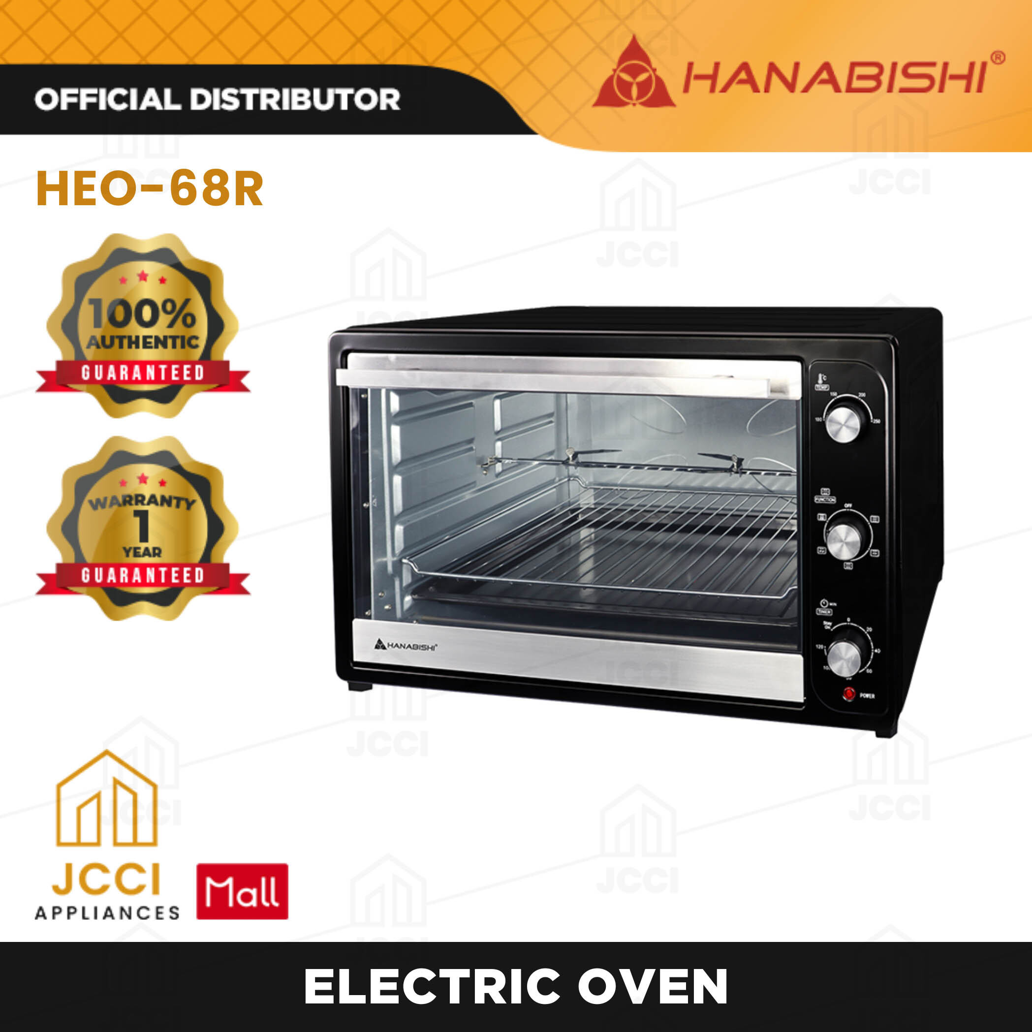 Hanabishi 68L Electric Oven with Rotisserie and Convection