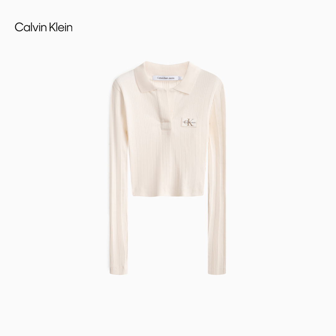 Calvin Klein Cropped Knit Top in White
