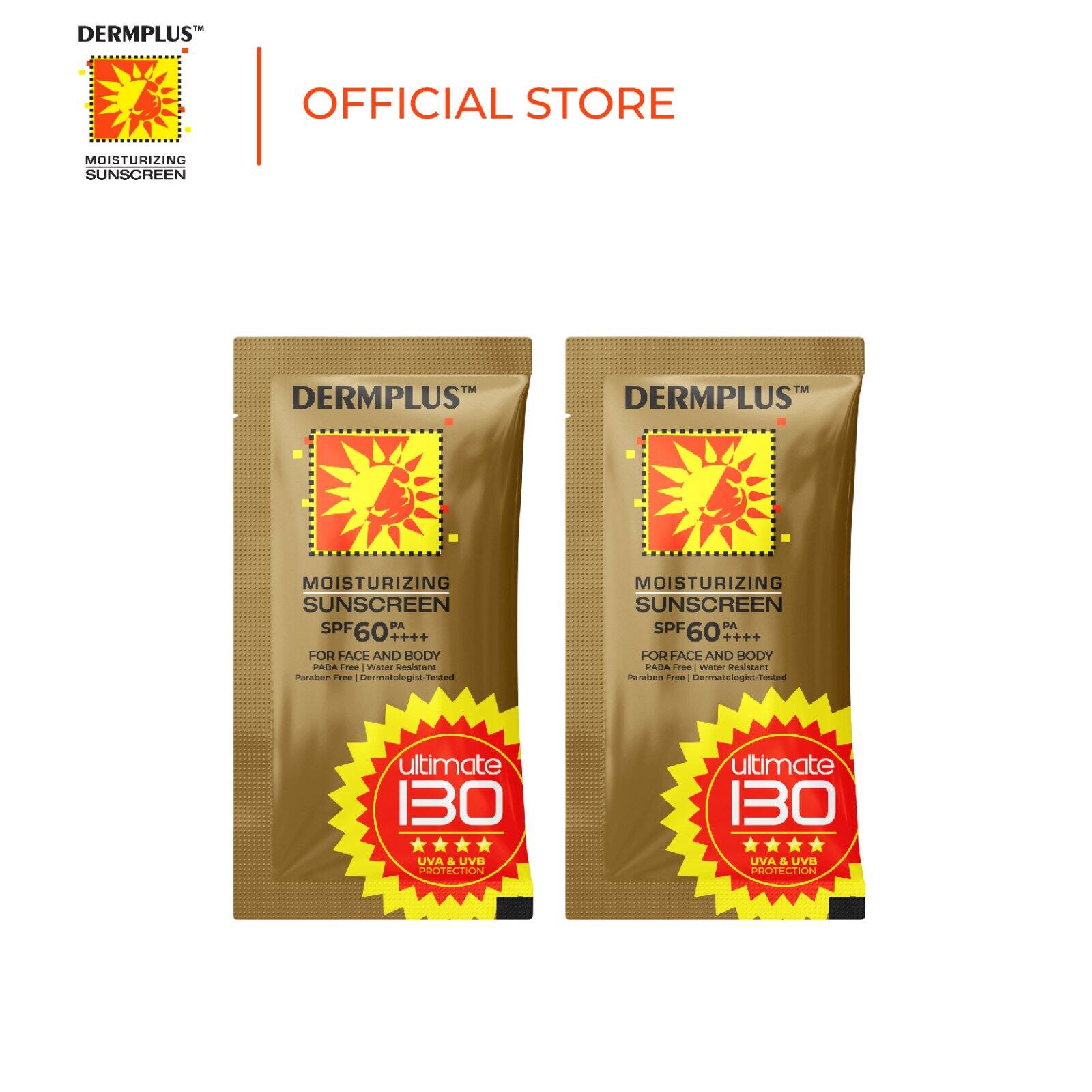 DERMPLUS MOISTURIZING SUNSCREEN SPF 130 15ML SACHET BY 2PCS