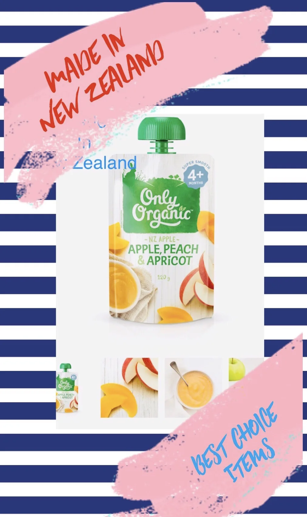 Only Organic Apple Peach & Apricot Baby Food 4+ Months