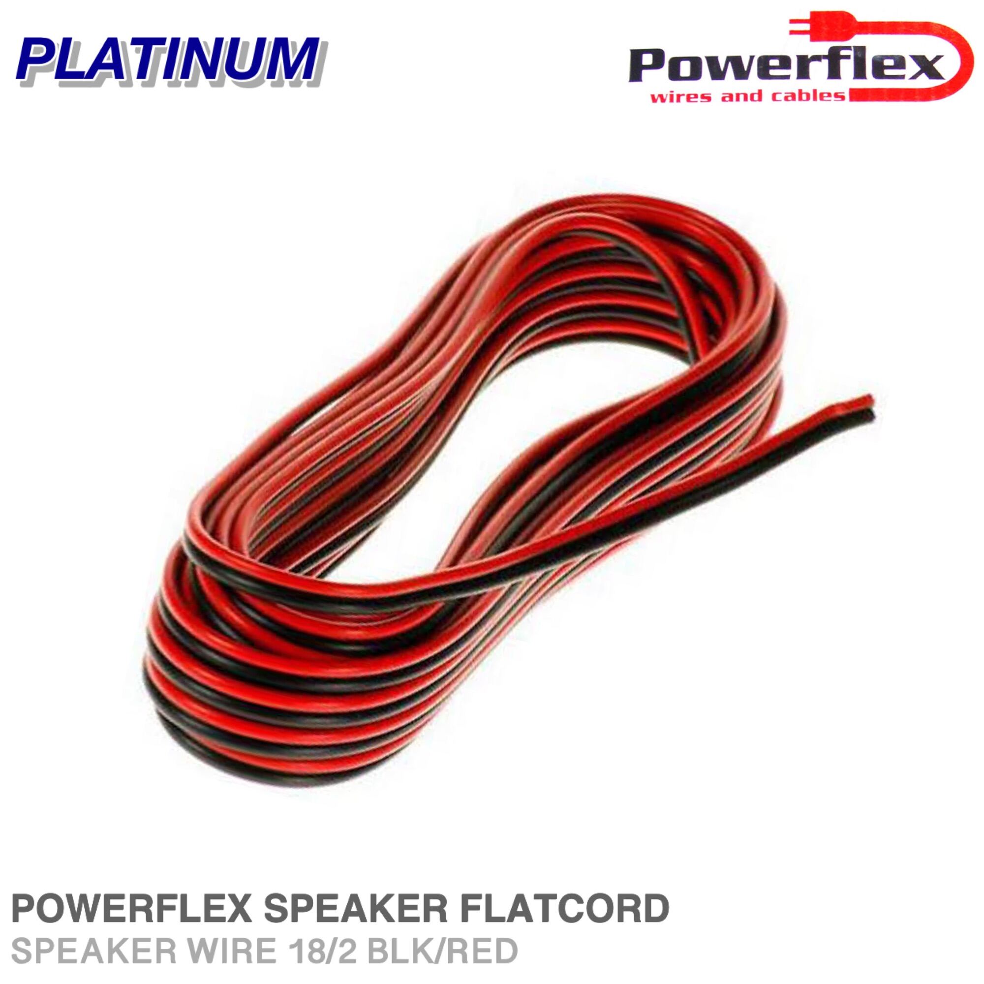 Per Mtr | Powerflex Speaker Wire 18/2 | Black/Red Flatcord Stranded Wire. 