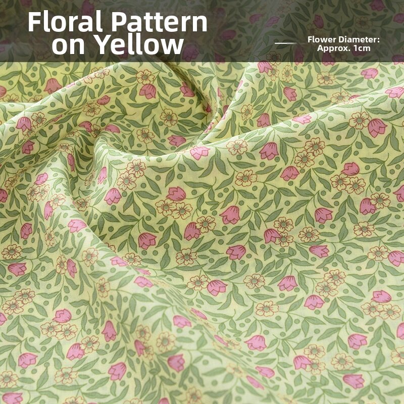 Lightweight Pure Cotton Shantung Fabric Floral Print Handmade Clothing DIY Spring Summer Autumn Winter Garden Home Crafts