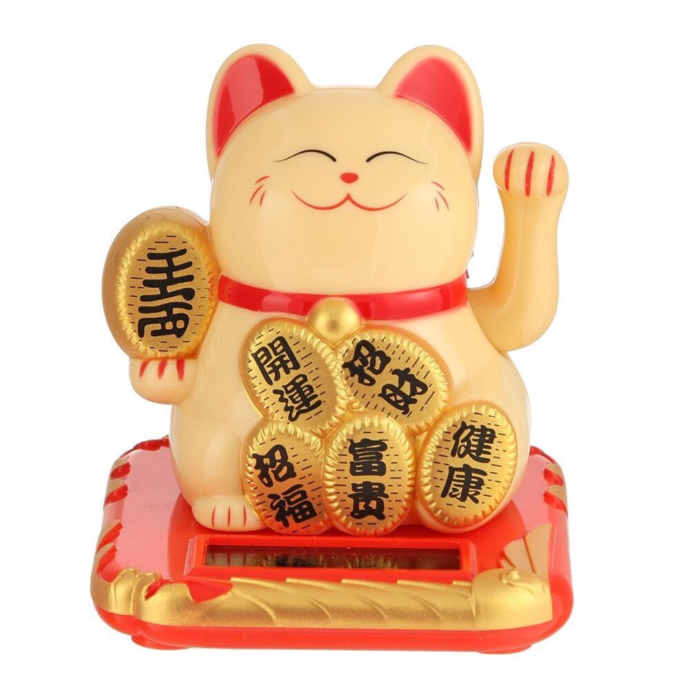 Wave Hand Cat Maneki Neko Lucky Cat Solar Waving Cats Good Luck For Car Decorations New Year