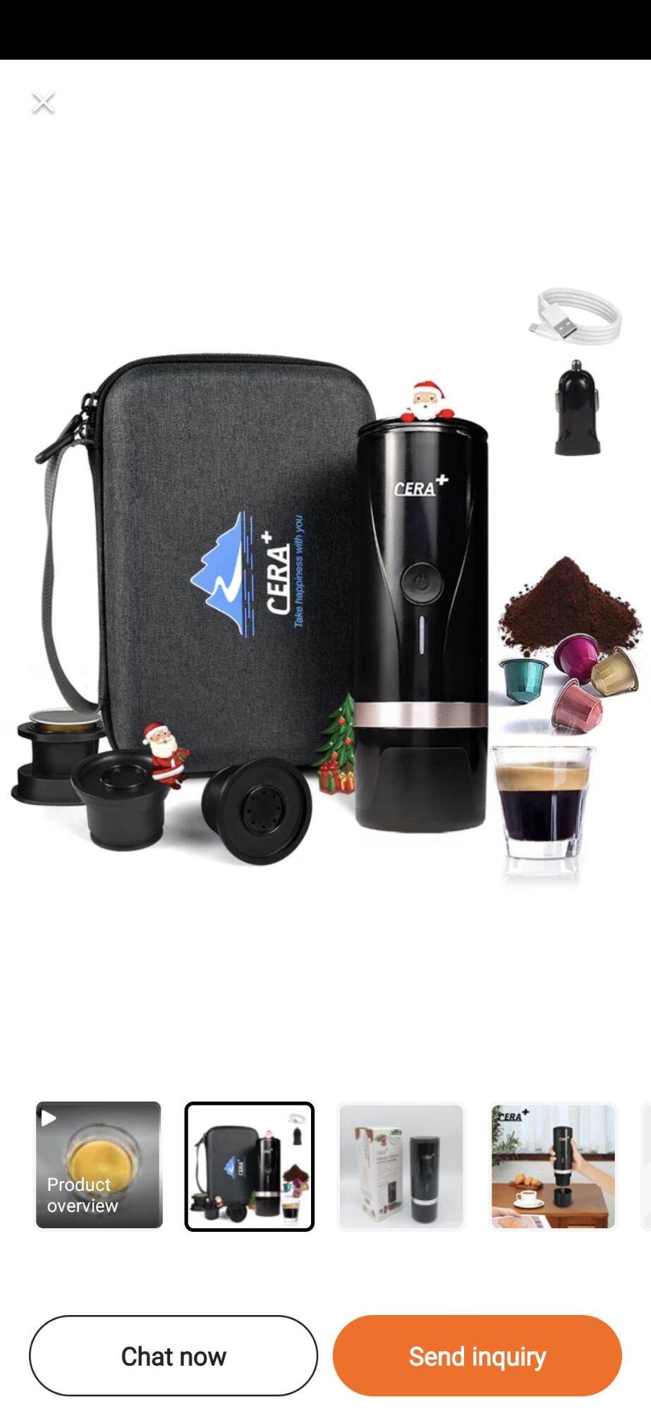 Cera + Portable coffee maker (PCM01)portable 2in1 Espresso machine maker (For Grind coffee and Nespresso Capsule). 