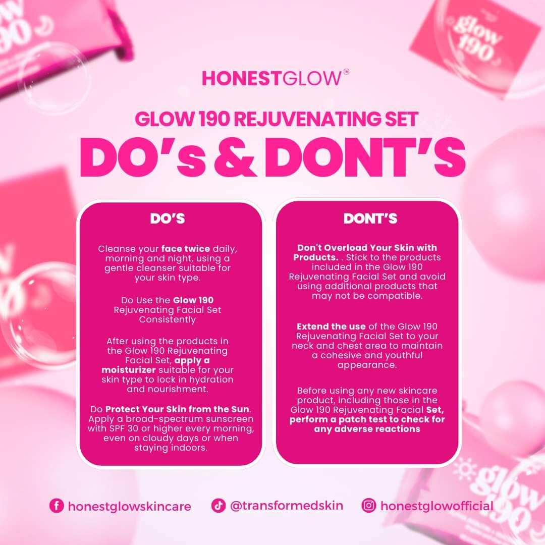 GLOW 190 Rejuvenating Set - Honest Glow [ Glow190 by Transformed Skin ...