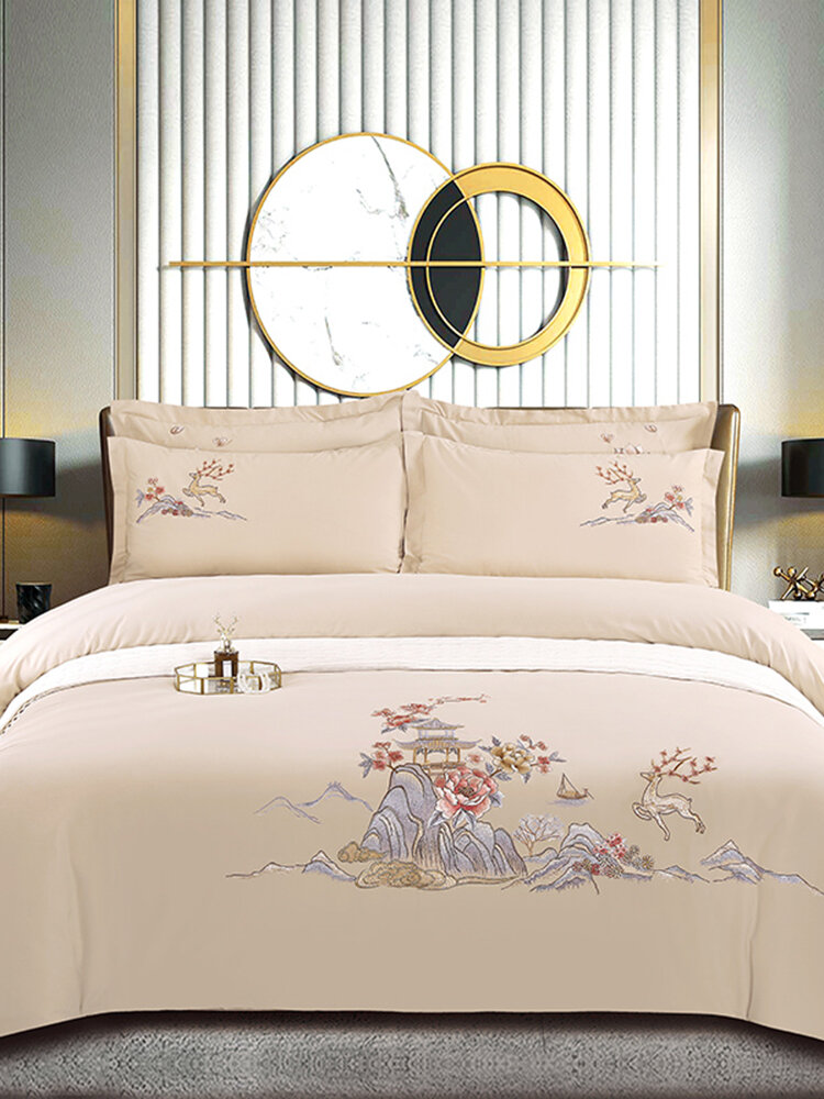 LINGYUN | Thick Cotton Fleece Embroidered High-End Four-Piece Set Presyo 3,492 Piso*Libreng Shipping