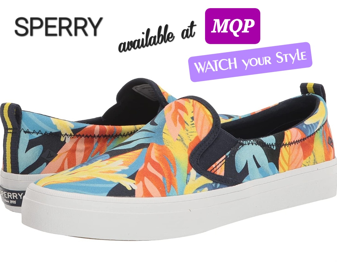 Sperry Women's Navy Floral Boat Shoe, Size 5.5