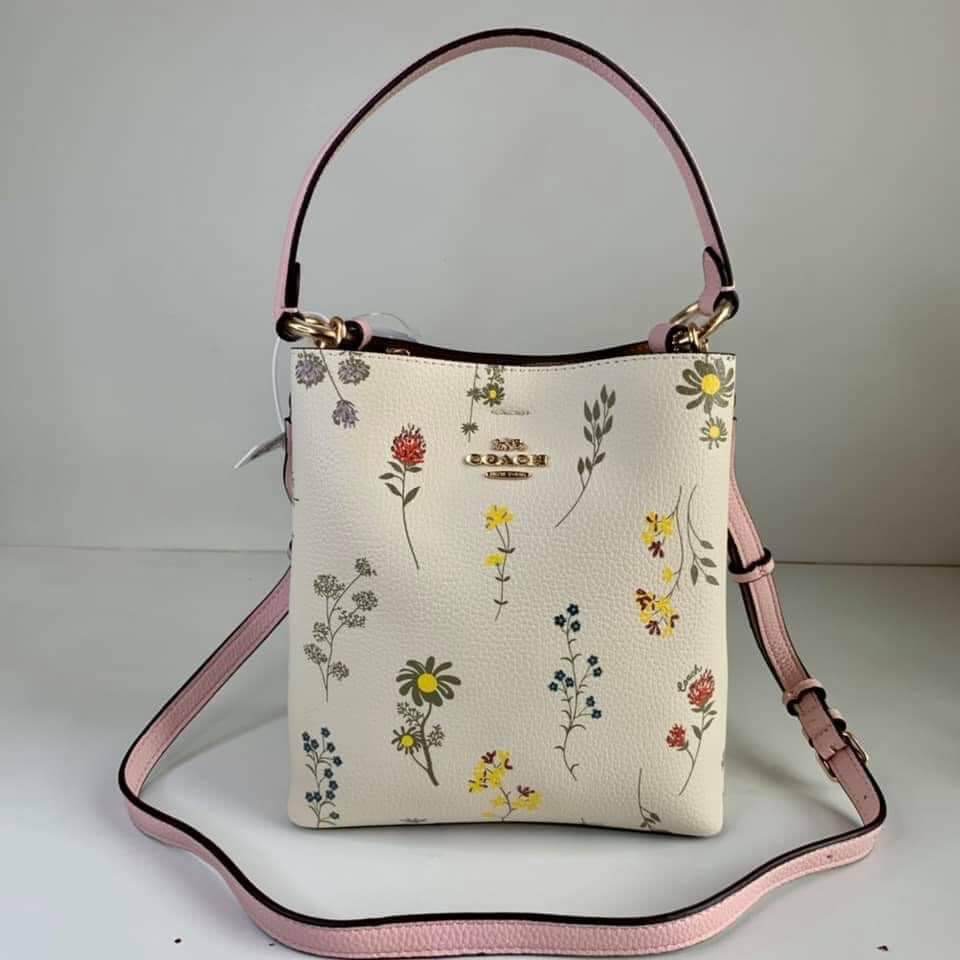 AUTHENTIC COACH TOWN BUCKET WITH FLORAL PRINT 8 1/2