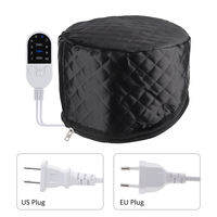 Home Salon Hair Steamer Cap Women Electric Portable Heating Hat Hair Oil Baking Mask Cap 3 Timer Deep Conditioning Bonnet Black