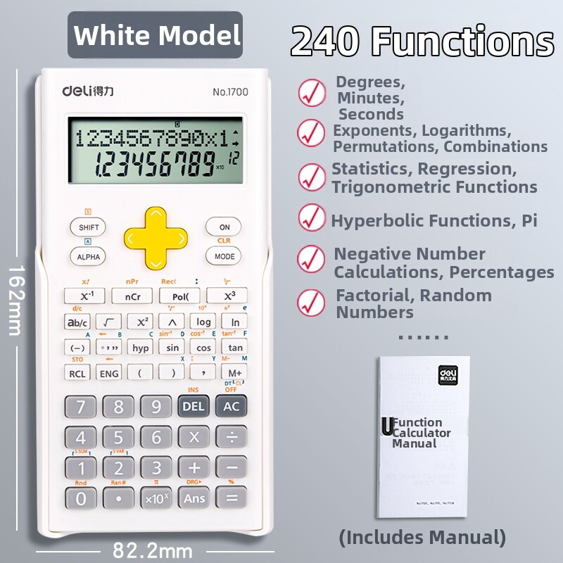 De Li | Student Scientific Calculator Large Screen Functional Pretty Graded Color Design