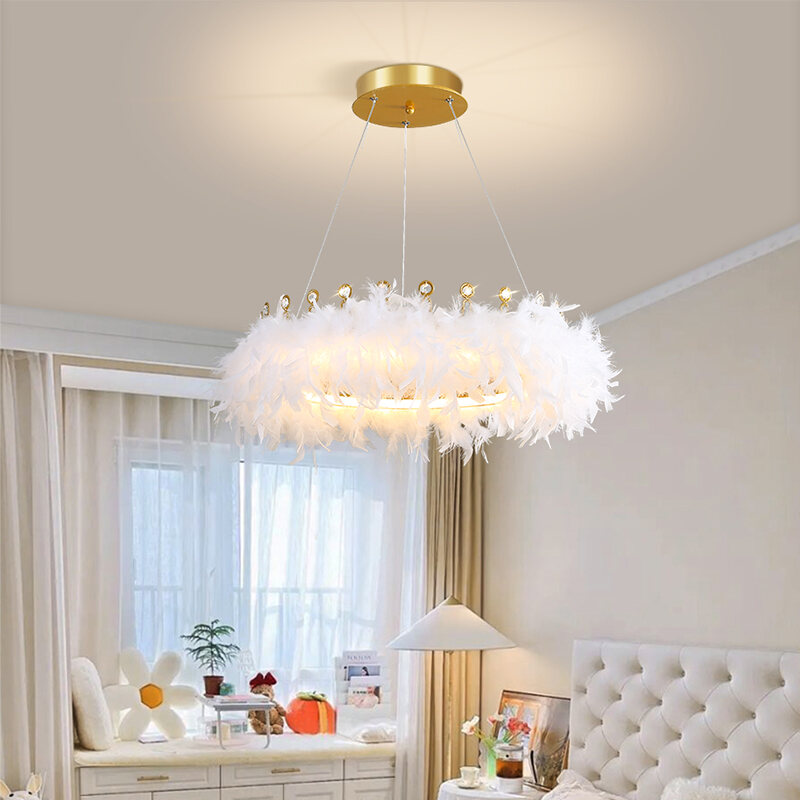 surpars house white feather crystal chandelier 4 light pendant light