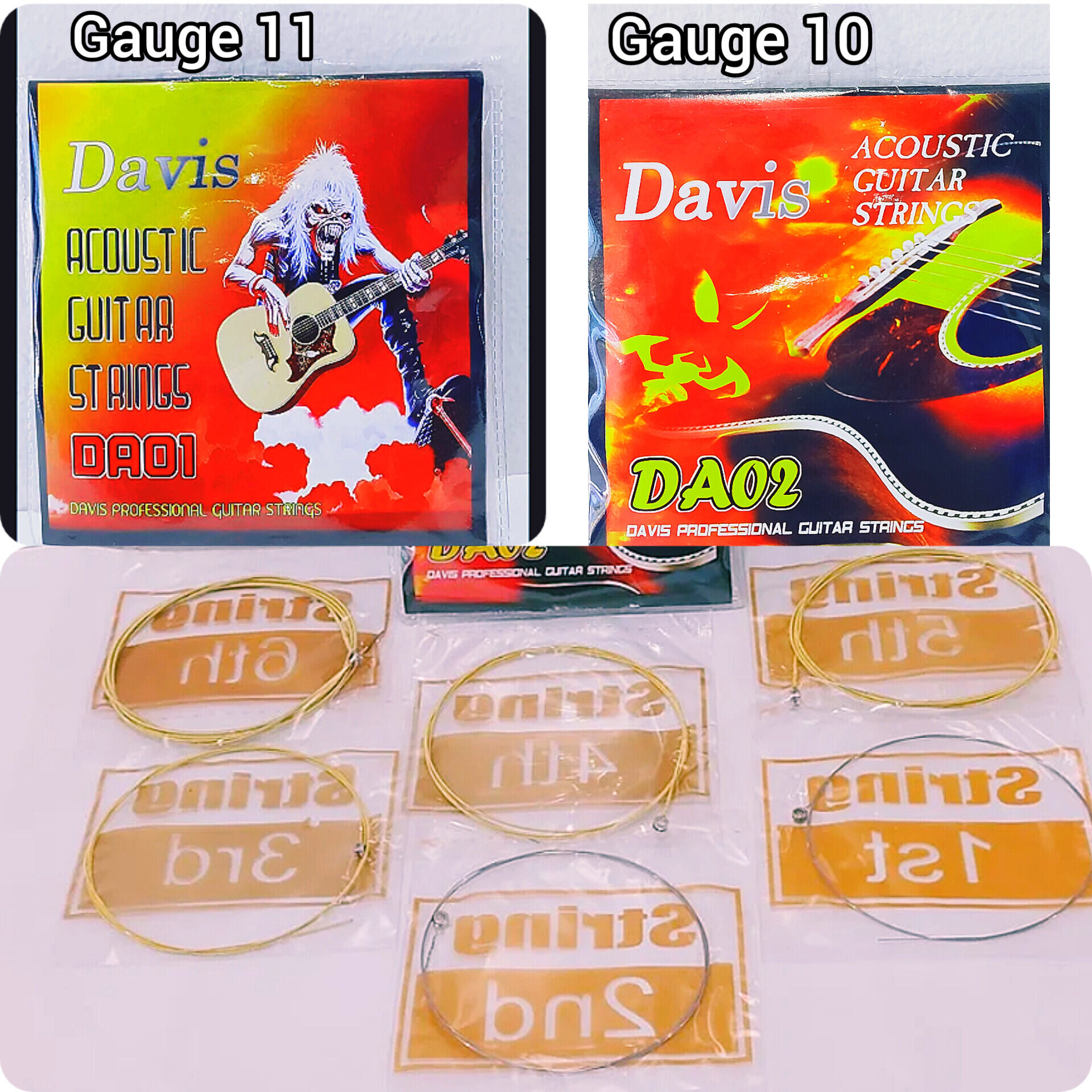 Davis Acoustic Guitar Strings Gauge 10 DA02 Gauge 11 DA01