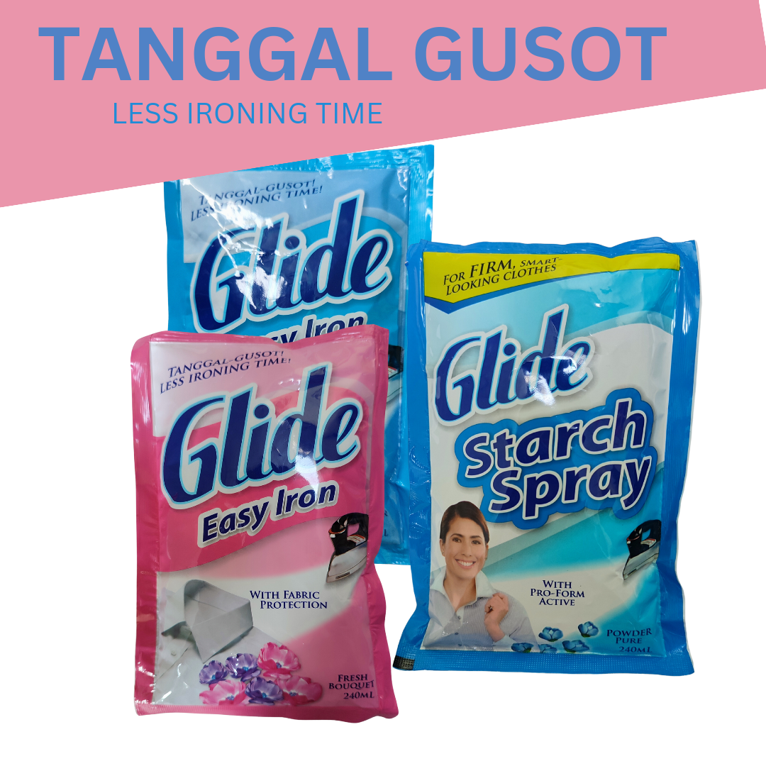 Glide Easy Iron/ with Fabric Protection/ Starch Spray 500ml Ironing powder  pure and fresh bouquet tanggal gusot