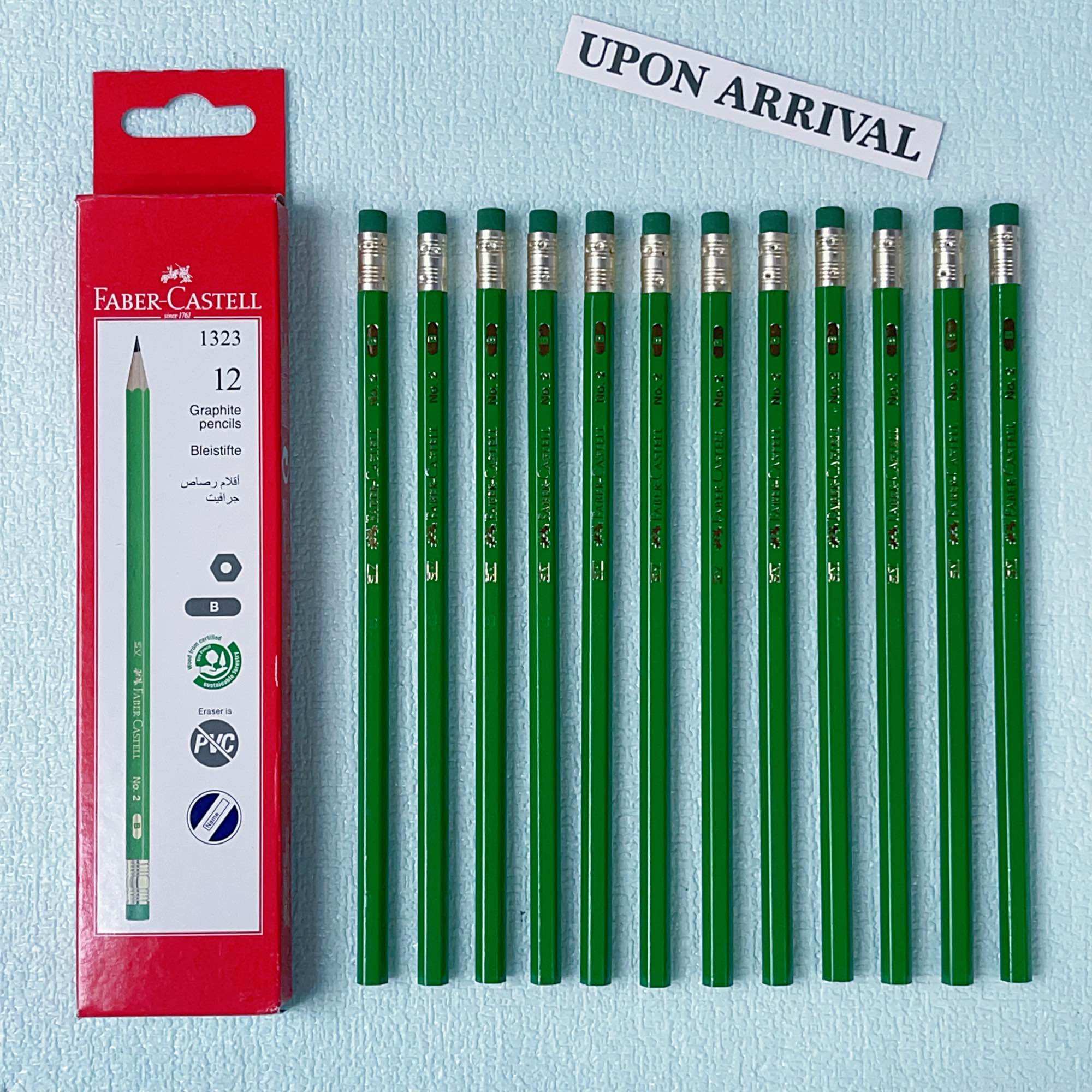 12pcs Faber Castell Green Pencil With Eraser #2 Graphite Pencil Drawing Writing Pencil Quality #1323