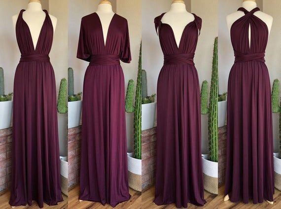 strapless open back dress Wine Red Maxi Infinity Dress