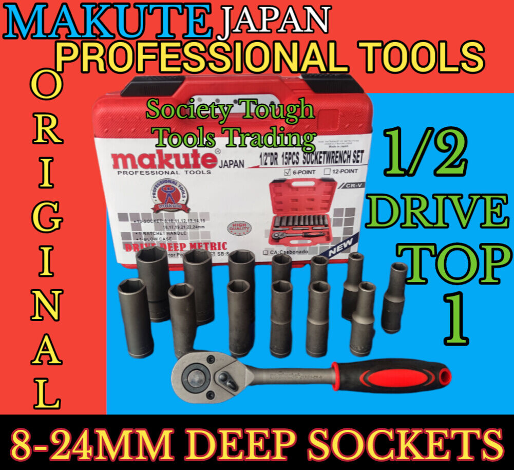 Deep Socket Set 1/2 Drive Heavy Duty Makute Japan/ 6 Point Socket Set