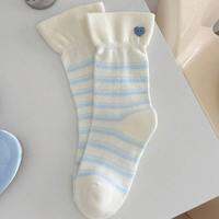 Women Long Socks Fashion Cute Heart Striped Cotton Socks For Women High Quality Soft Casual Women Socks
