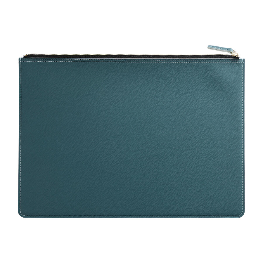 Leather Business A4 File Folder Zipper Document Bag Contract File Organizer Briefcase PortfolioBag For Contract/Invoice Storage