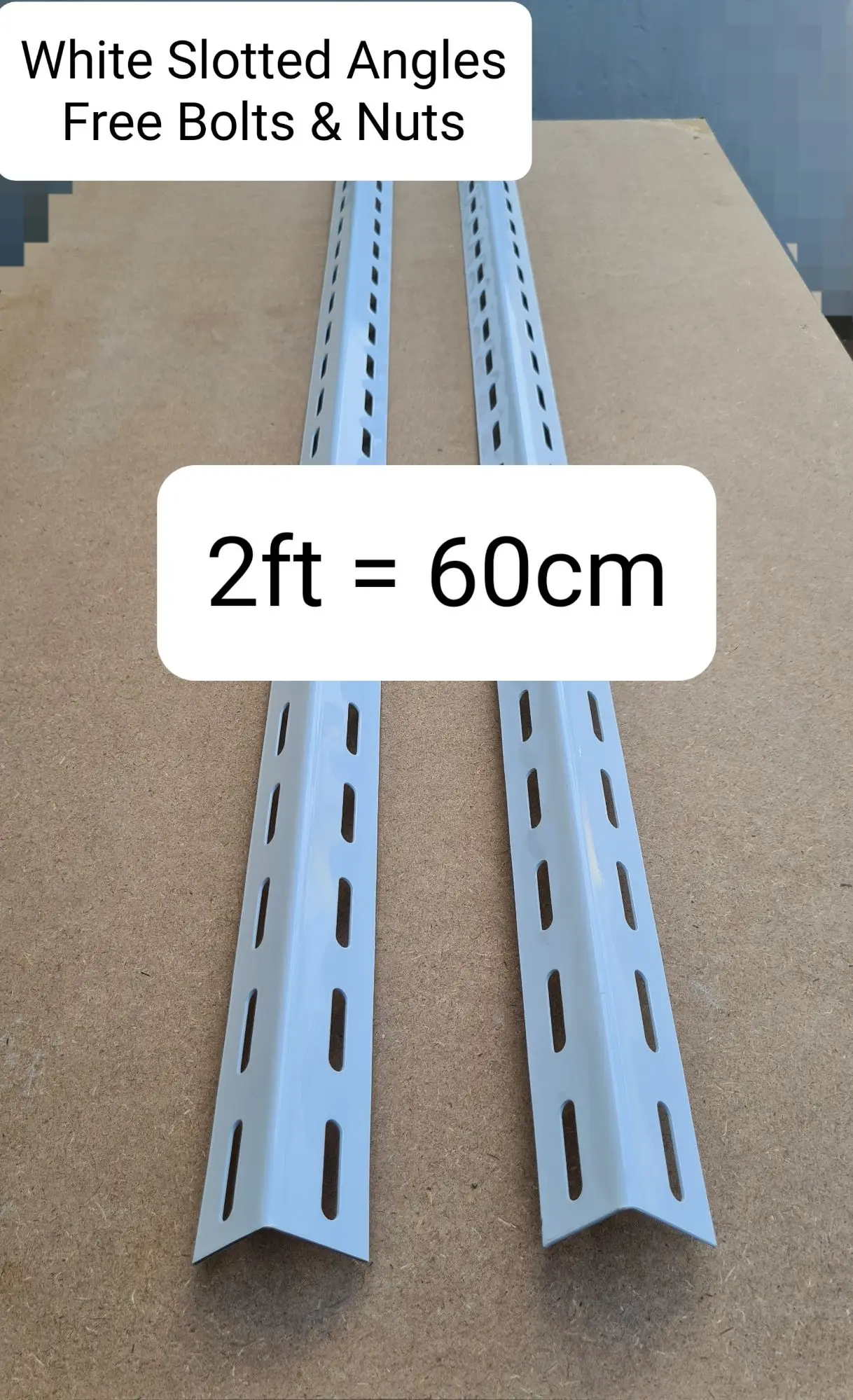 White Slotted Angles - 2ft / 60cm