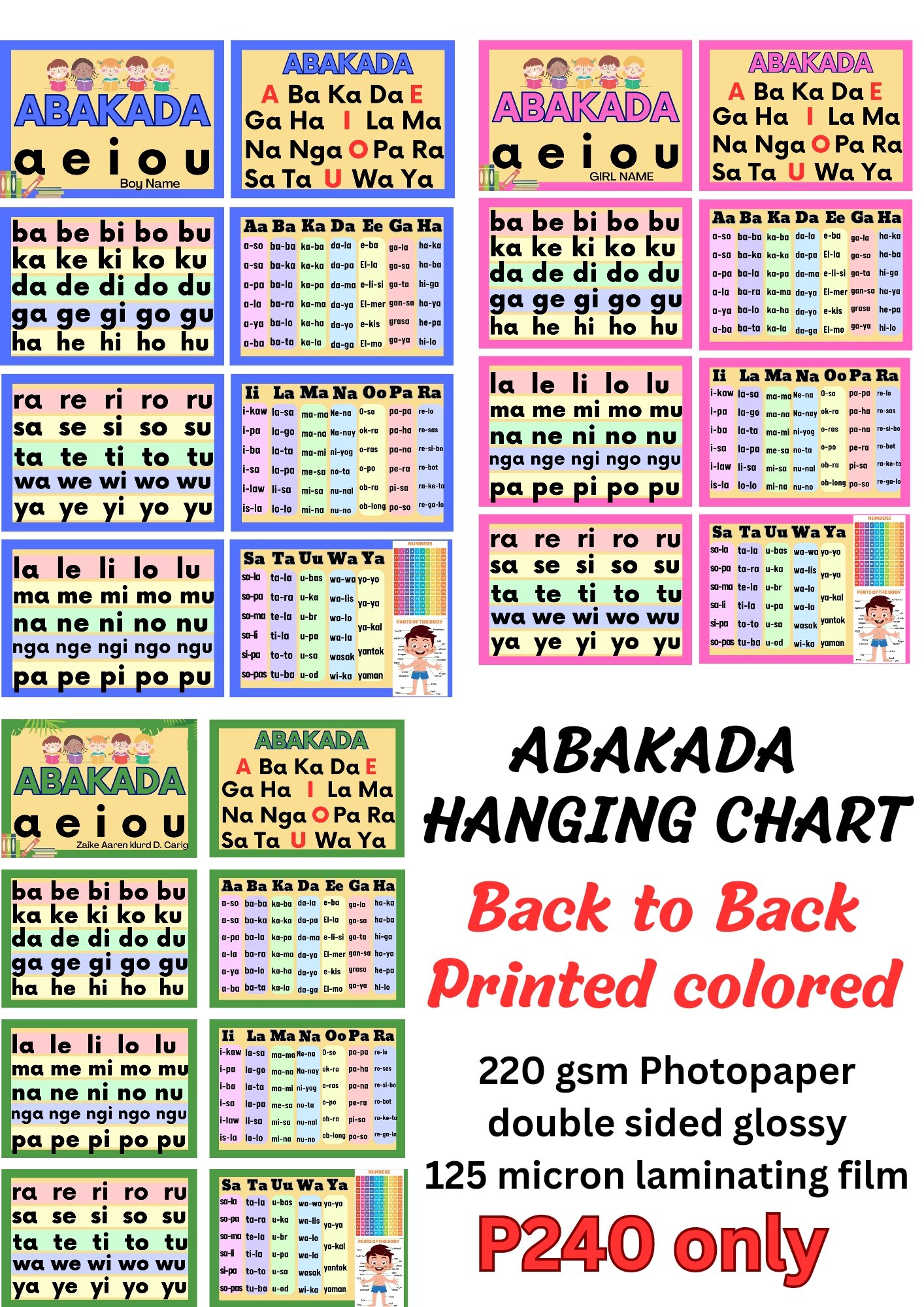 ABAKADA HANGING CHART WITH LAMINATED. 