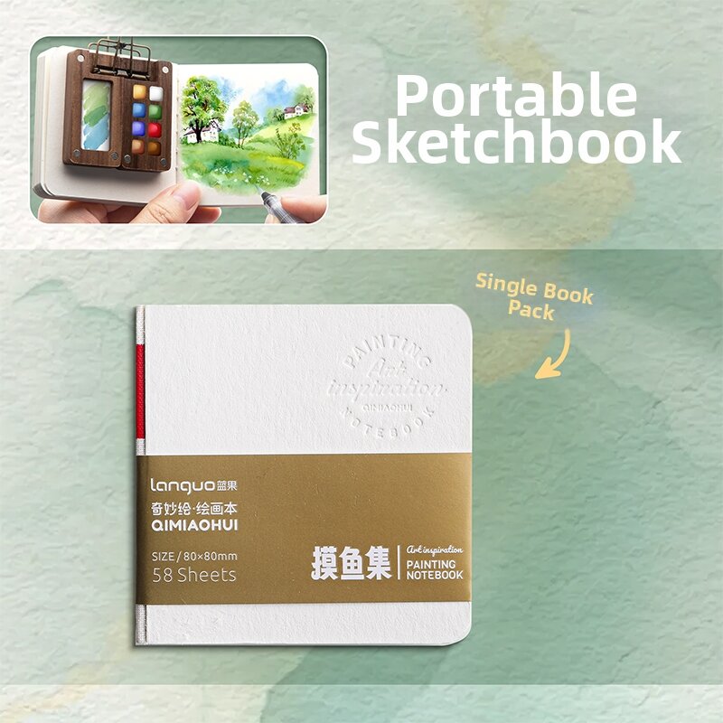 MANDAIYANGGUANG | Non-Toxic Watercolor Paint Set for Children Travel Sketchbook with Palette and Solid Watercolor