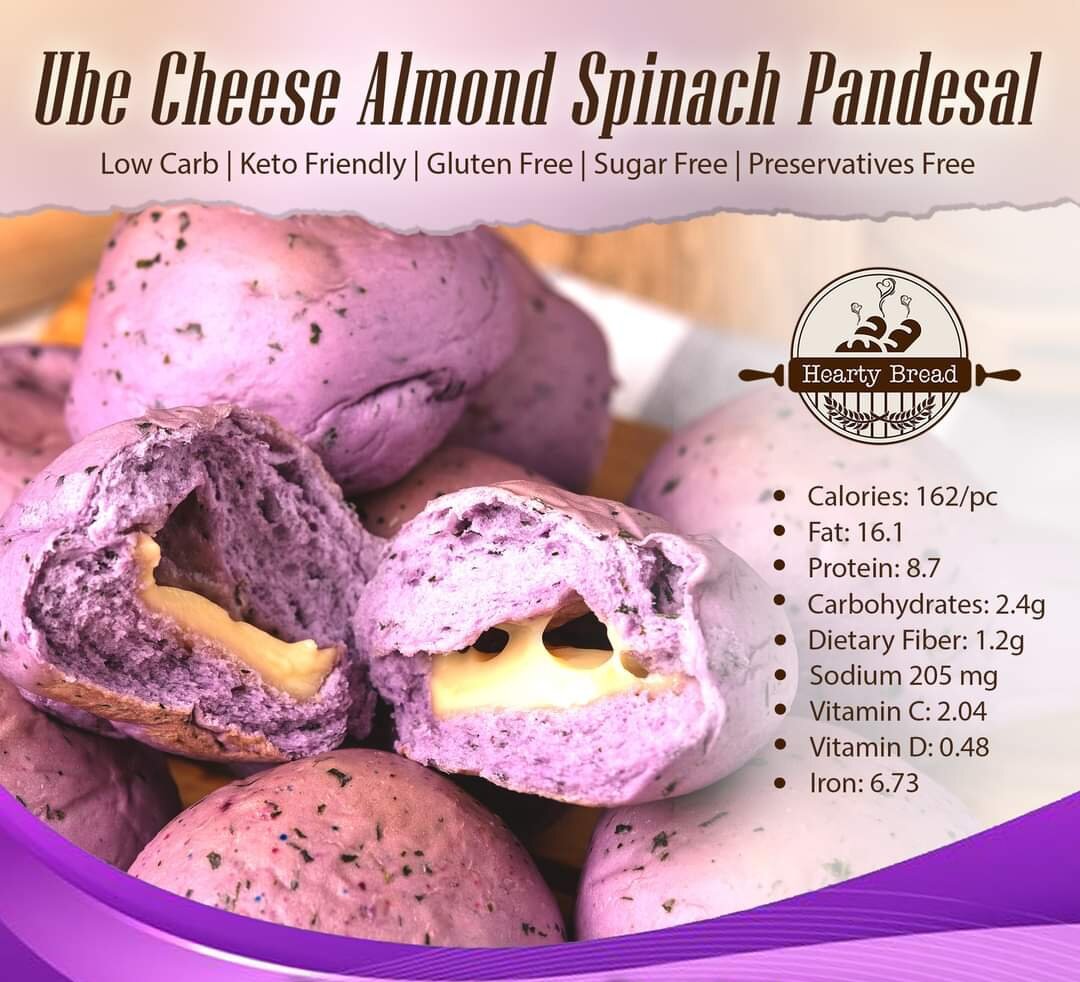 NEW Ube Cheese Almond Spinach Pandesal Sugar free Gluten free 8pcs/pack