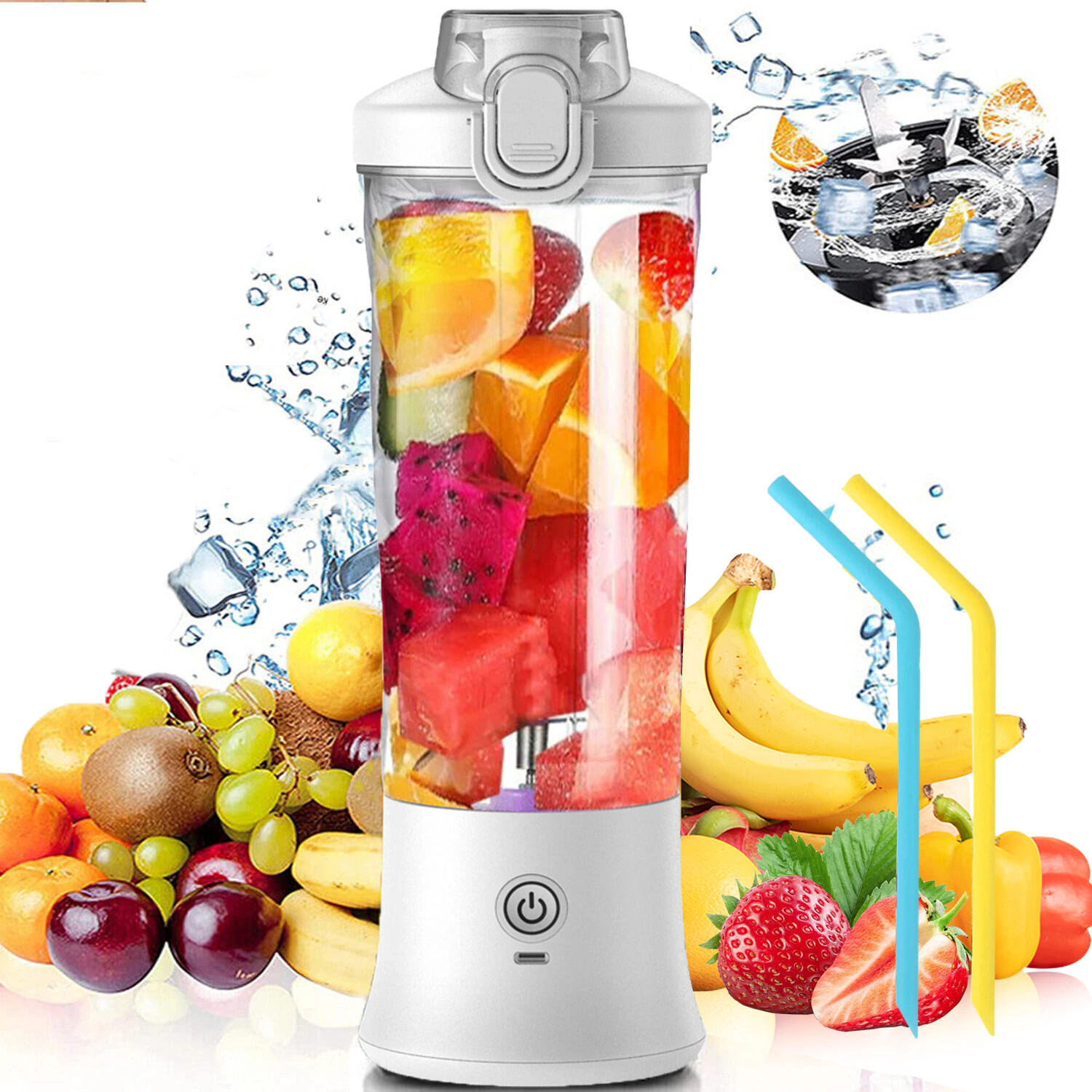 Portable Blender 600ML Electric Juicer Fruit Mixers 4000Mah USB  Rechargeable Smoothie Mini Blender For Home&Travel