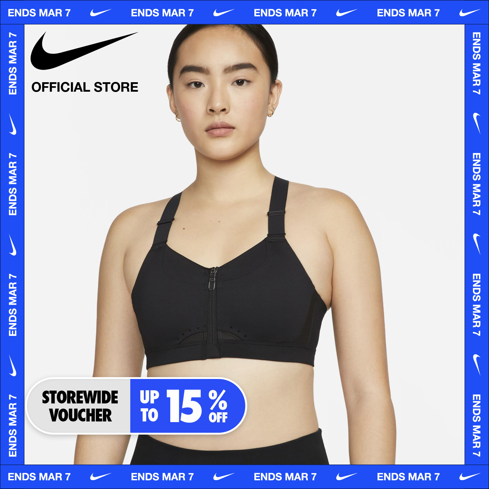 Nike Dri-FIT Women's Shape Zip Front High-Support Sports Bra - Black