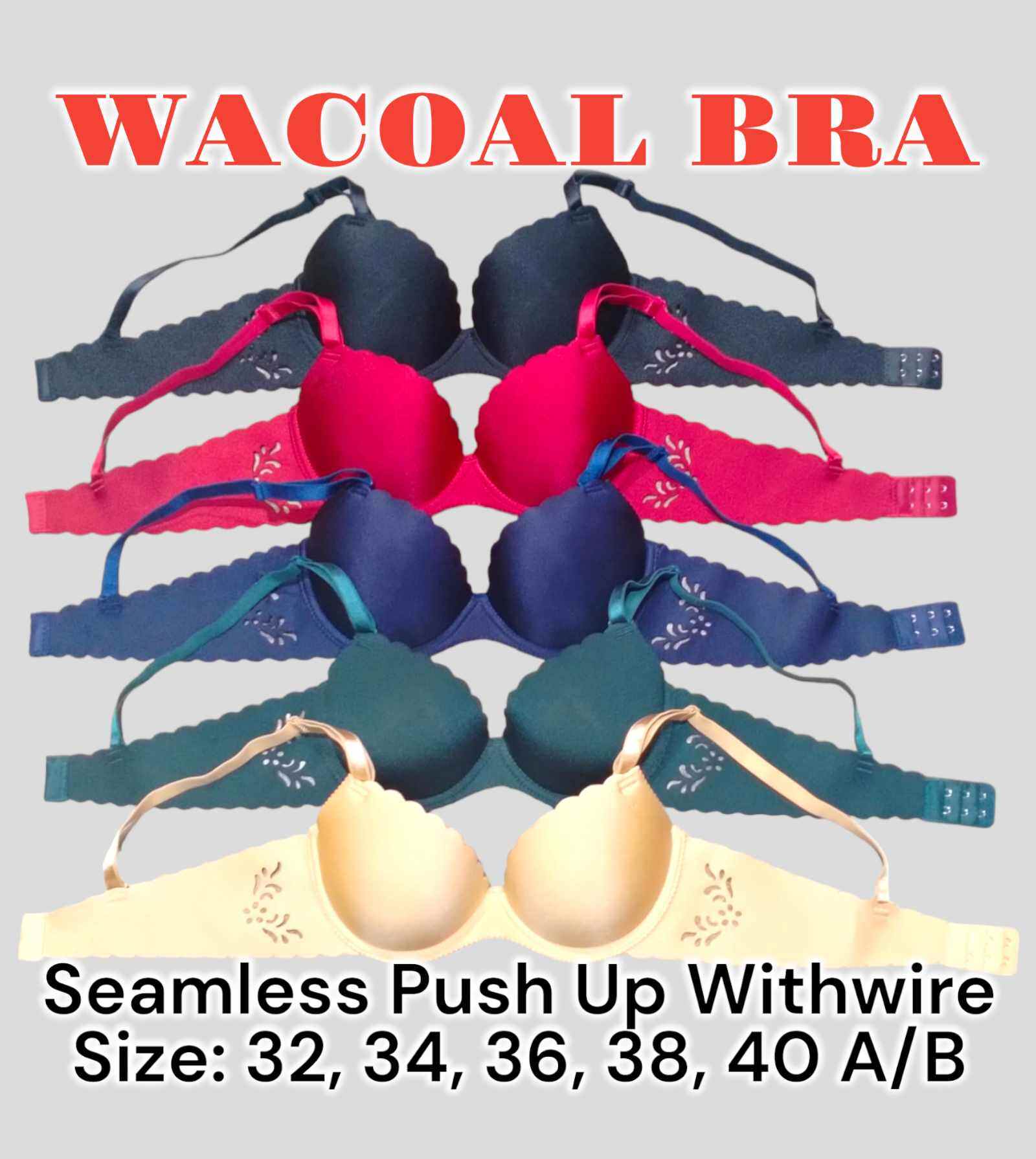 Seamless wacoal /strapless push bra / with wire/Tube bra/Size:32,34,36,38,40 Cup adjustable strap /good quality