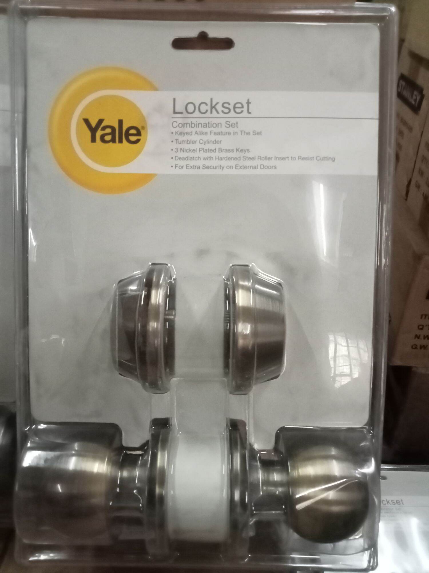 YALE DOOR KNOB DOORKNOB SET MAIN ENTRANCE COMBO PACK SINGLE LOCK