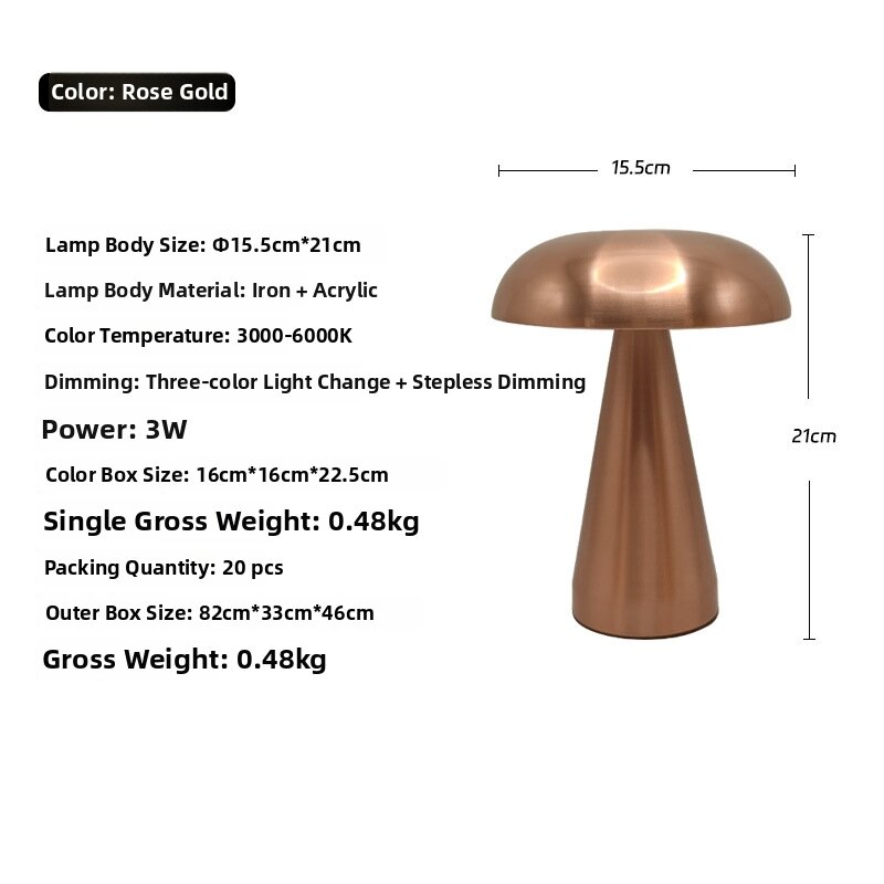 Mushroom Shaped Retro Luxury Metal Table Lamp bedside