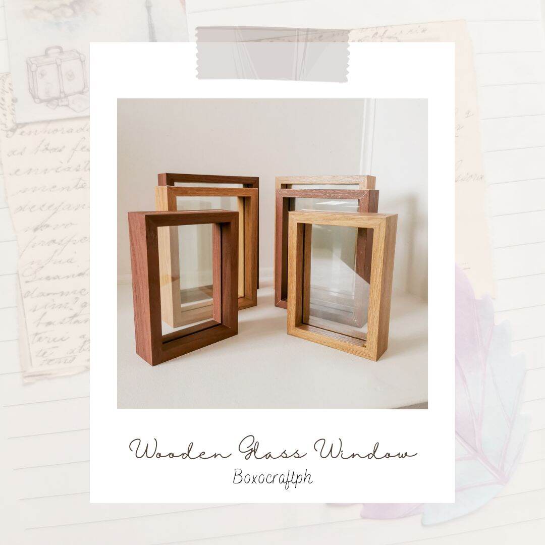 [Boxocraftph] 5" to 10", A4 Wooden Box Double Glass Window Photo Frame