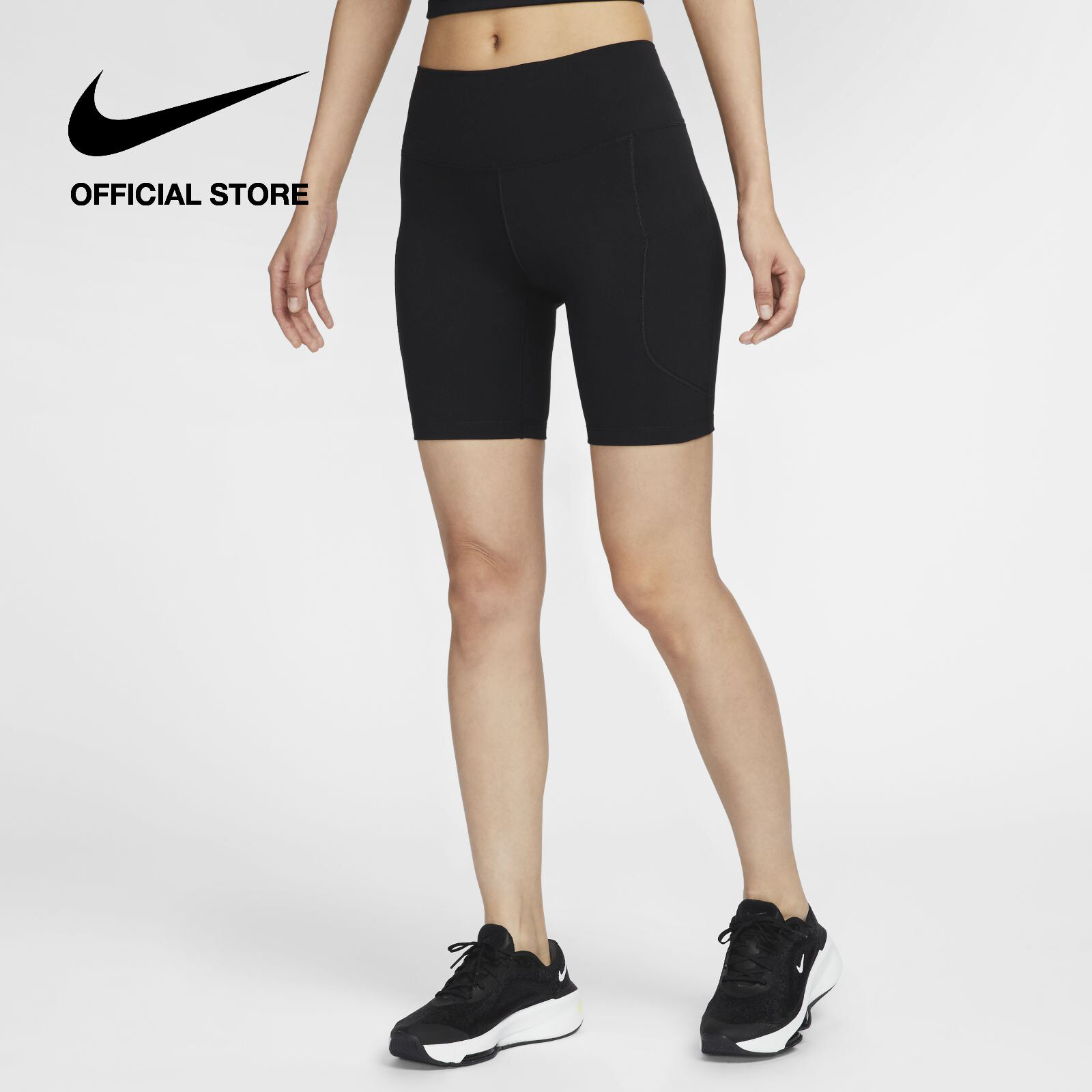 Quần short nữ Nike Womens One High-Waisted 8" Biker Shorts with Pockets - Black
