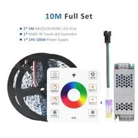 MJJC | 24V RGB IC Horse Race Running LED Strip Lights 5050 WS2811 Pixel Tape Lamp RF Touch Remote Control Room Decor Linear Lighting