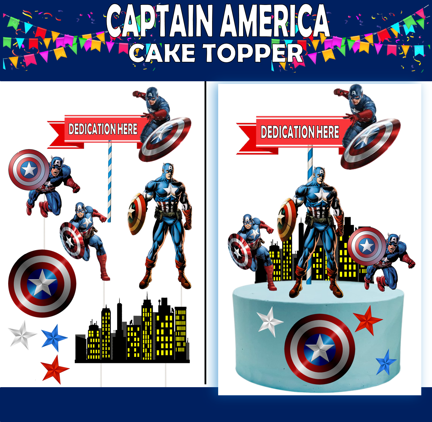 Bakewareind Captain America Theme Cake Topper Cake Topper Price in India -  Buy Bakewareind Captain America Theme Cake Topper Cake Topper online at  Flipkart.com