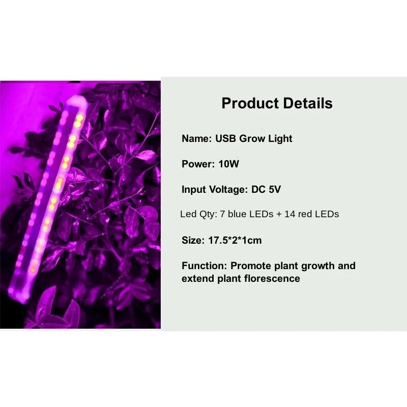 5V LED Grow Light Full Spectrum Plant Lamp with Flexible Hose Indoor ...