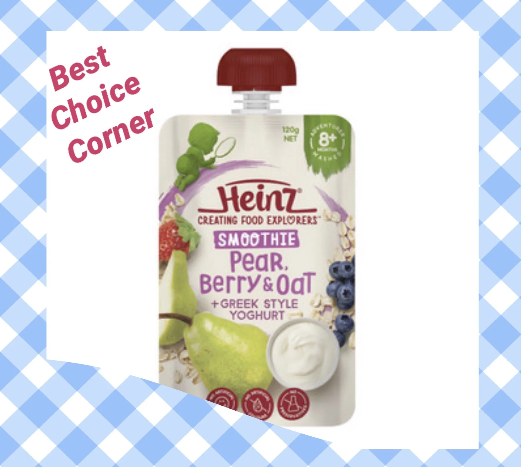 Heinz Pear Berry Oat Baby Food 8+ Months Mashed