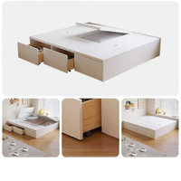 yishujia office | Modern Minimalist Storage Bed No Headboard  Wooden Tatami Bed