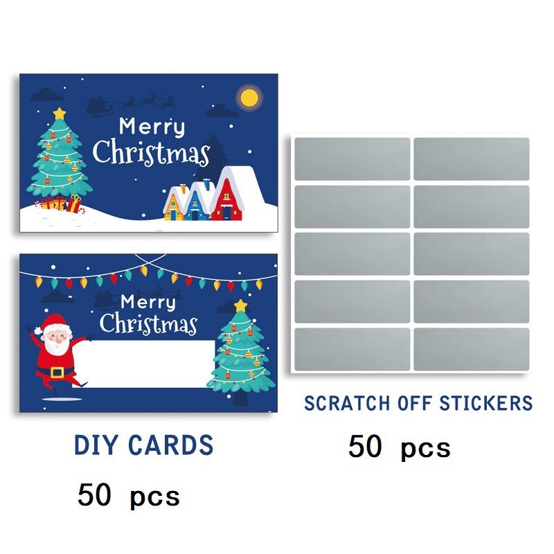 50 Pcs Christmas Scratch Off Cards Xmas Holiday Scratch Cards for Small Business Restaurant Teacher Festive Raffle Ticket Suppli