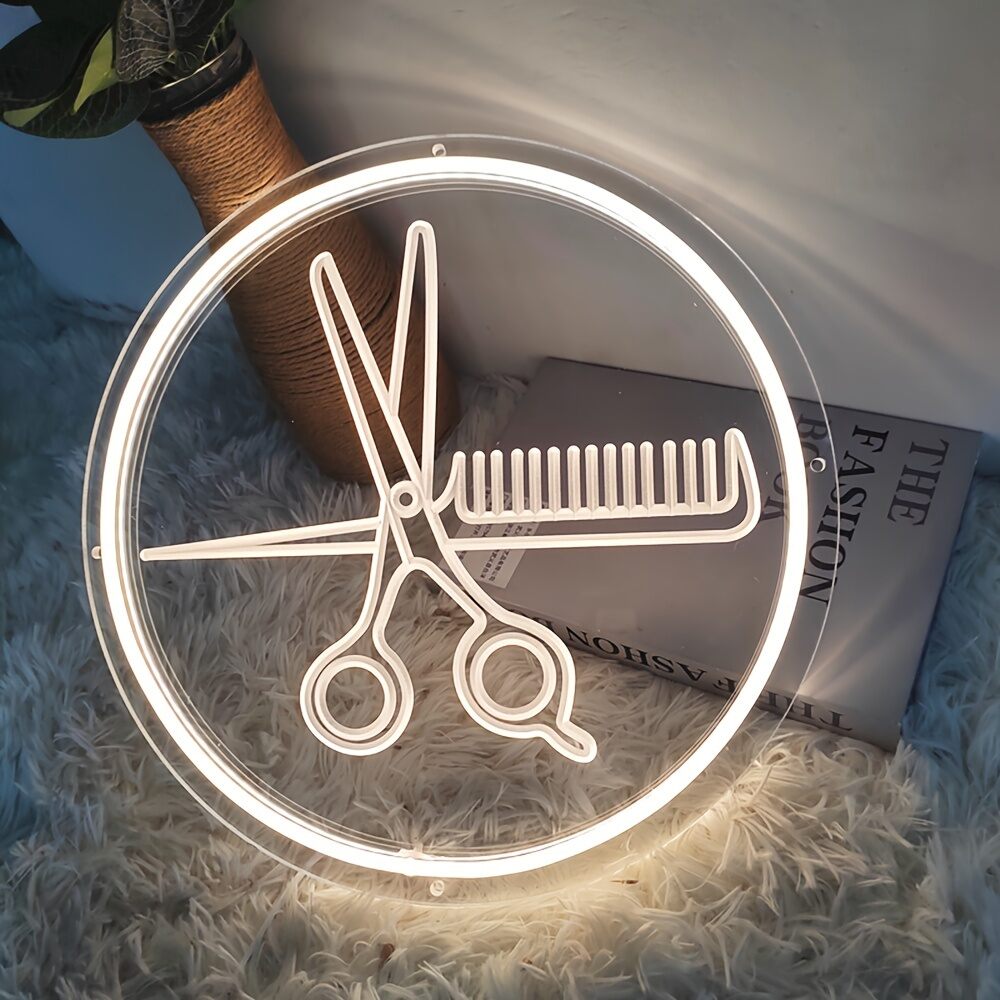 Hair Salon Neon Lamp Wall Decoration Sign Beauty Salon Decoration Barber Shop Neon Lamp LED Wall Barber Lamp USB Powered