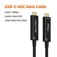 CABLETIME 10Gbps USB C AOC Cable Long Zinc Alloy 5M/10M/15M USB 3.2 Fiber Optical Data Cable for Gaming Meetings VR Camera
