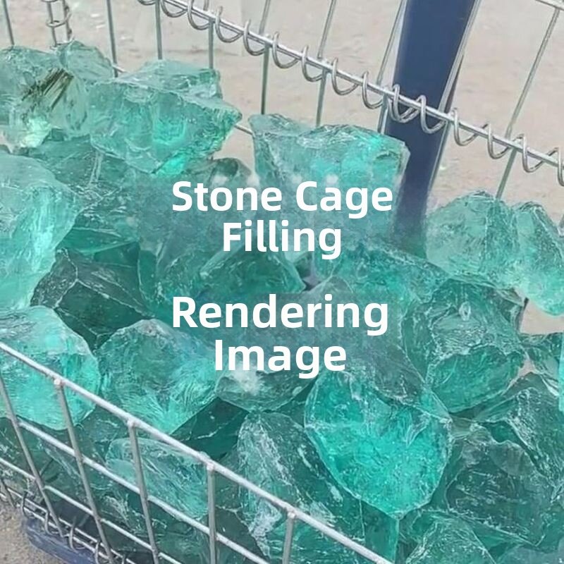 Blue Glass Blocks Stone Cage Wall Filling Ground Cover Glass Blue Glass Blocks Stone Cage Garden Landscape Decoration Presyo  903 Piso*Libreng Shipping
