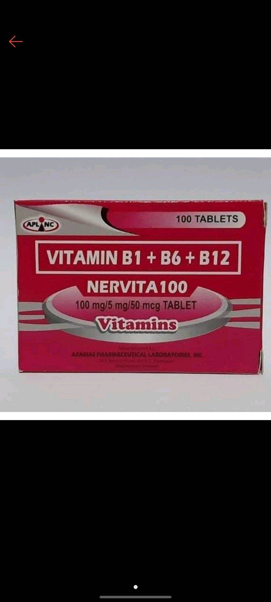 Nervita 100 Or Nervgen 100 Vitamin B Complex B1+B6+B12. 100 Tablets ...