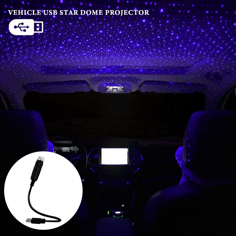 KEVANLY | 1pc Car Interior Lights Romantic LED Starry Sky Night Light Galaxy Star Projector Lamp for Car Roof Room Ceiling Decor Plug Play