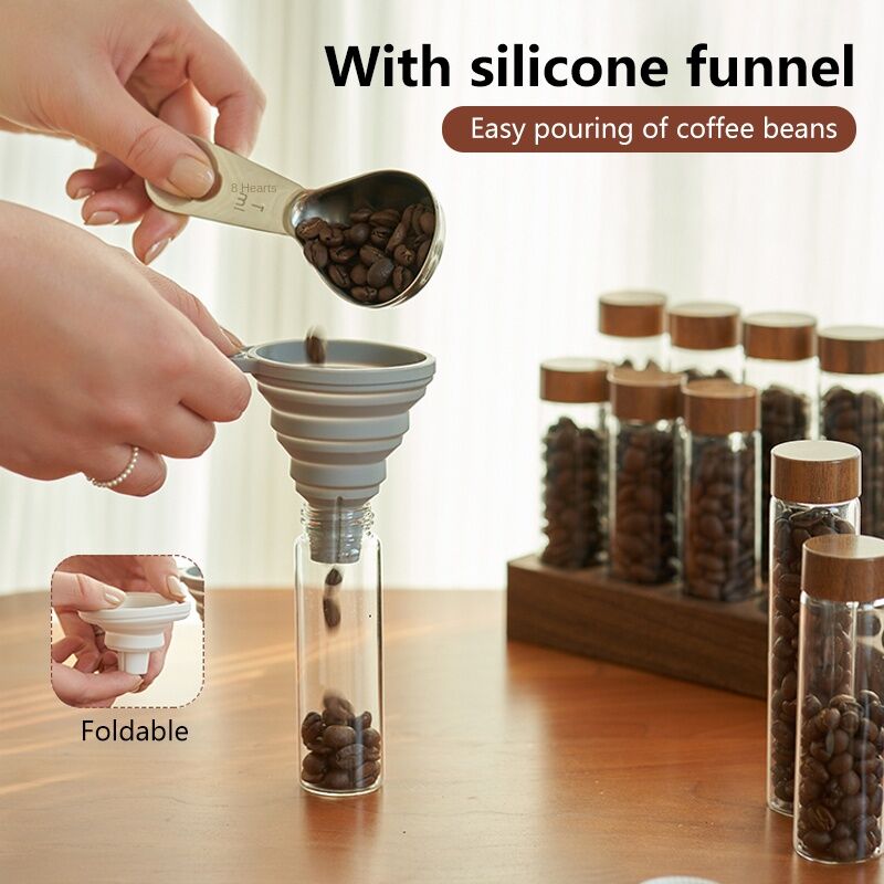 Coffee Beans Storage Container Tube Display Rack Tea Bottle Glass ...