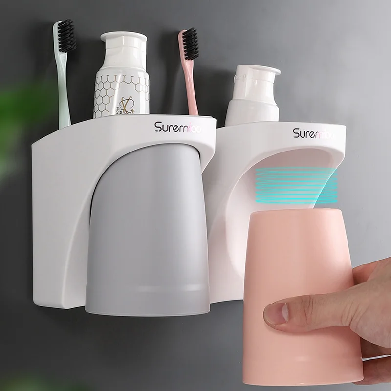 Magnetic Suction Tooth Glass Suit Storage Rack Punch-Free Cup Holder Simple Toothbrush Tooth-Brushing Cup Holder Wall-Mounted Tooth Cup