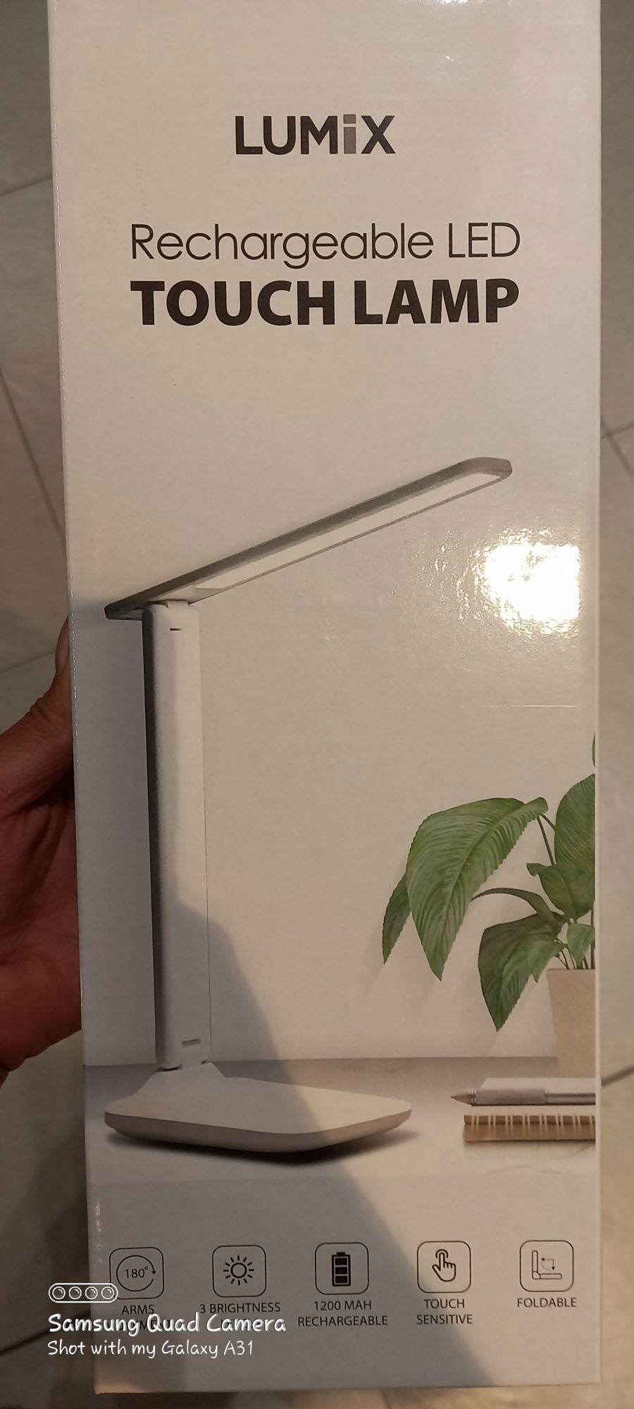 Lumix rechargeable Led Touch lamp usb port,foldable,3 light modes,white