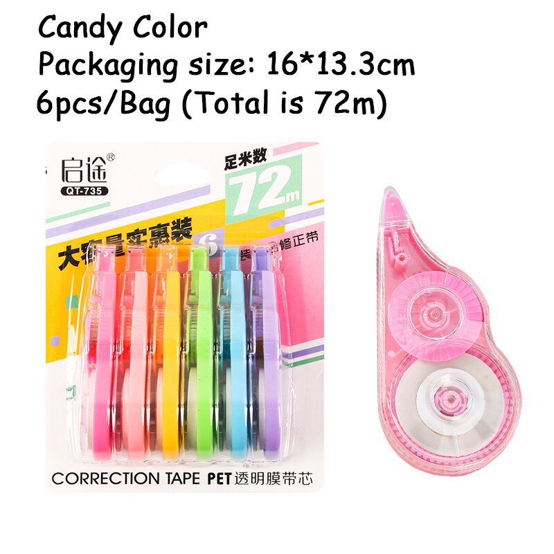 M&G 6 Pack 12m Correction Tape, 72M White Out Correction Clear Writing With No Drying Time For Office School Supplies Student