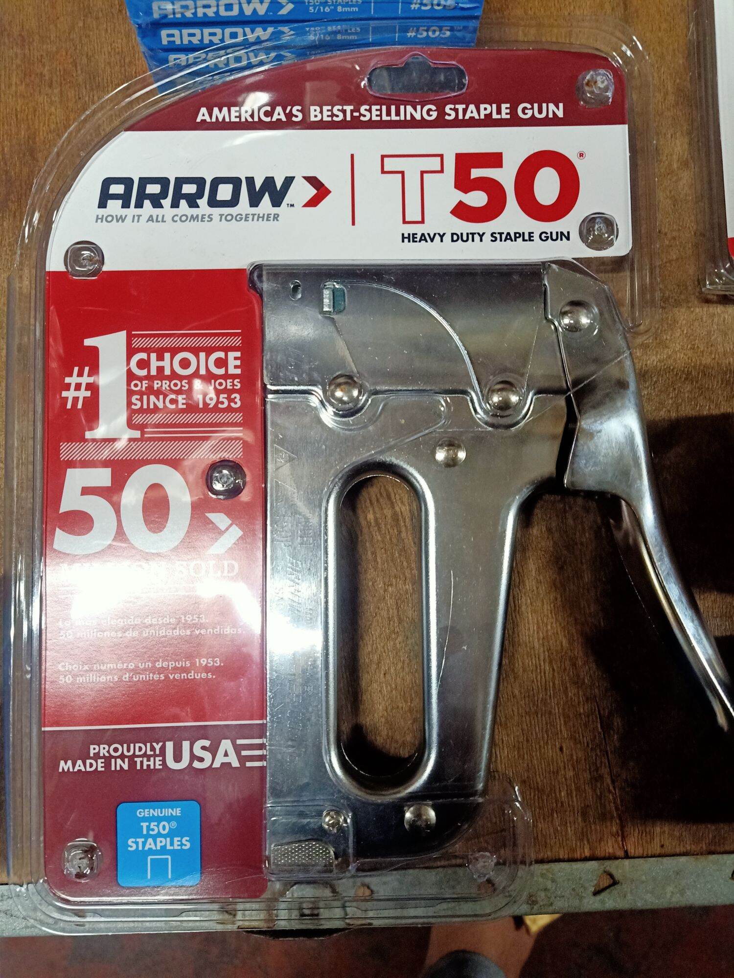 USA ARROW STAPLE GUNS , GUN TACKER T50 DURABLE CHROME FINISH ALL STEEL CONSTRUCTION LONG