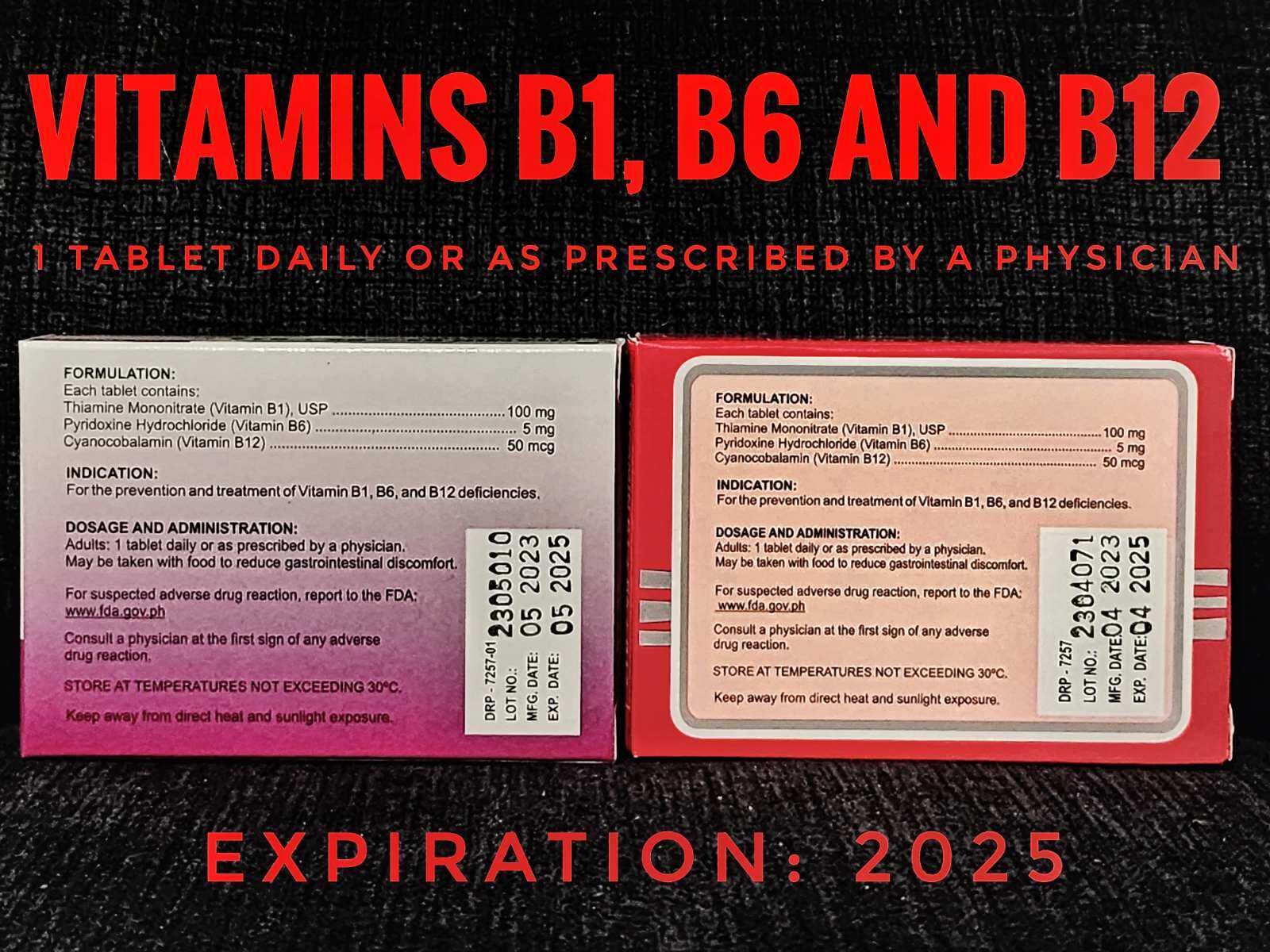 Nervita 100 or Nervgen 100 Vitamin B Complex B1+B6+B12. 100 tablets. FDA approved Lazada PH